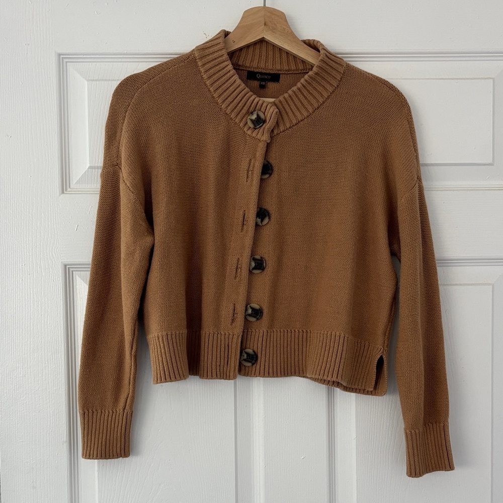 Quince Tan Button-Up Cardigan XS